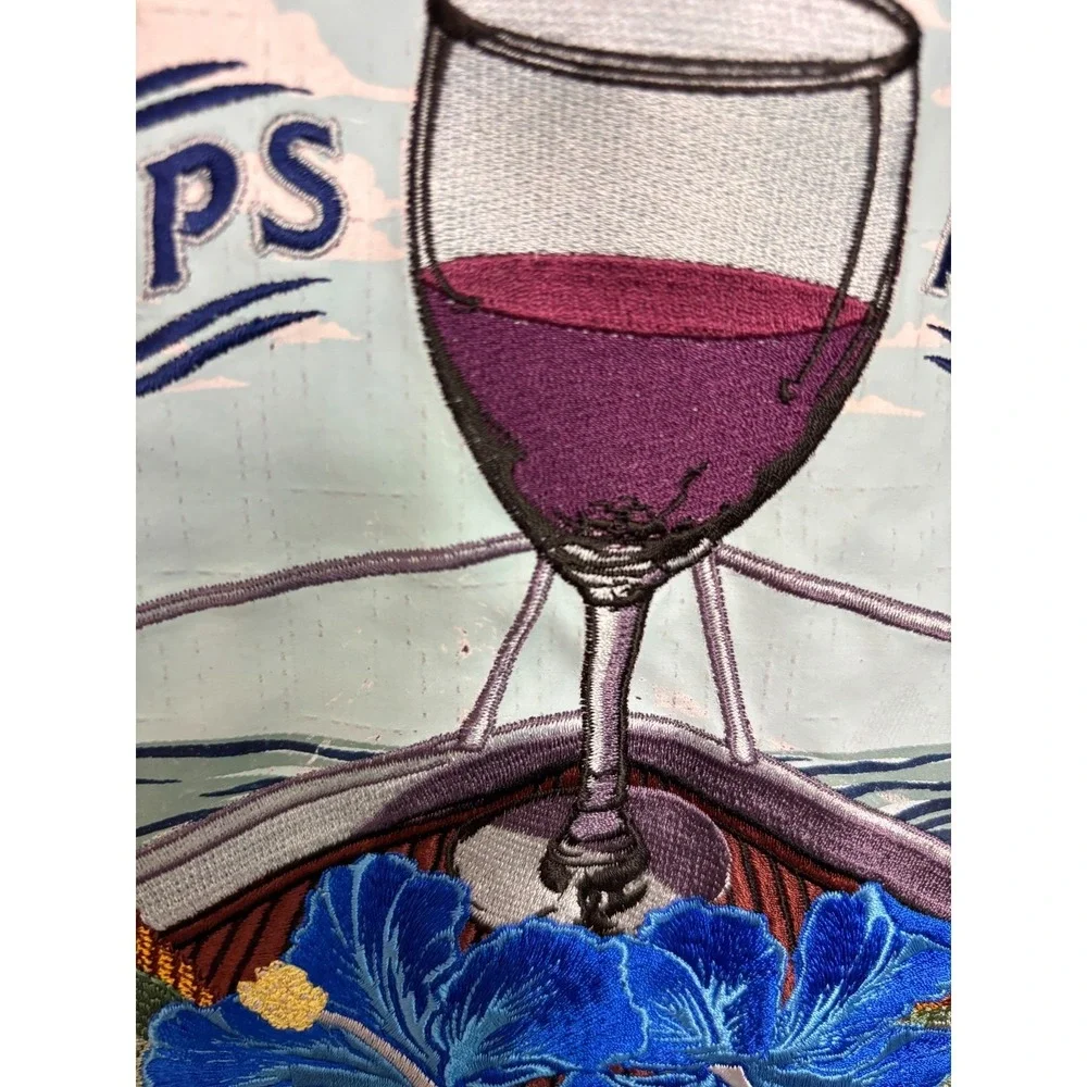 Vintage Rare Tommy Bahama Sips Ahoy Silk shirt embroidered Mens S Wine Floral